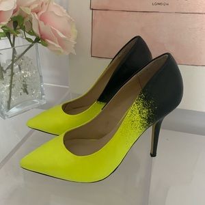 Neon yellow pumps